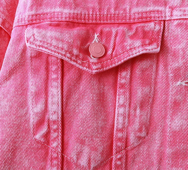 Pink fried flower denim jacket