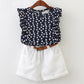 Girls Floral Sleeveless T-shirt + Shorts Set