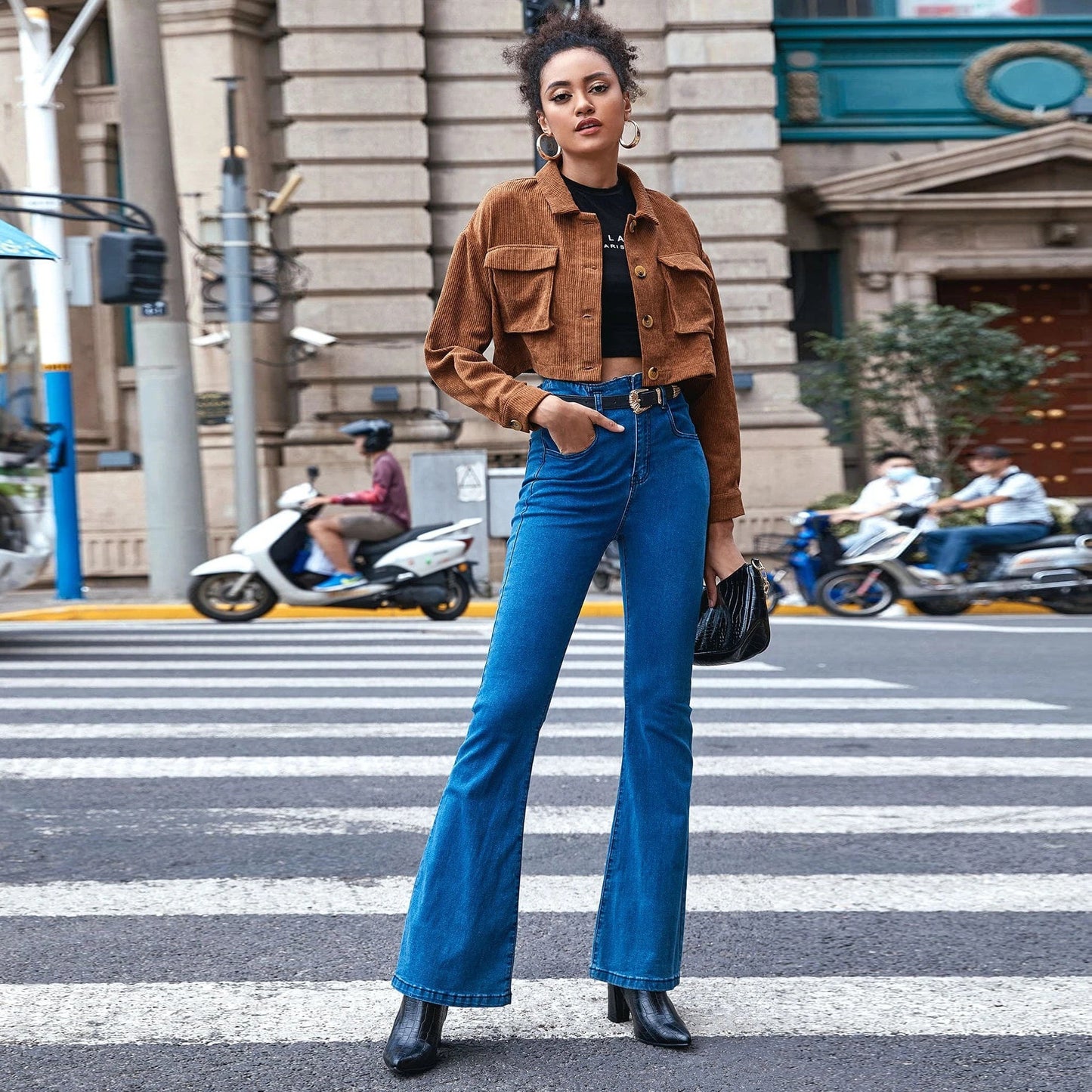 Corduroy Loose Short Long Sleeve Small Coat