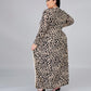 Casual Leopard Print Long Sleeve Jacket Vest Dress