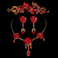 Foreign trade in Europe and the United States explosion bride wedding accessories wholesale jewelry set three piece red collar wholesale