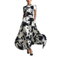 Modern Art-Style Black-and-White Abstract Print Dress