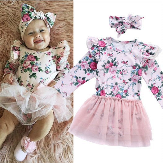 Robe fleurie à manches longues pour bébé