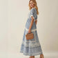 Chic V-neck Printed Waist-Cinching Short-Sleeve Womens Dress