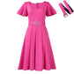 High-waisted Solid-color Elegant European And American-style Dress