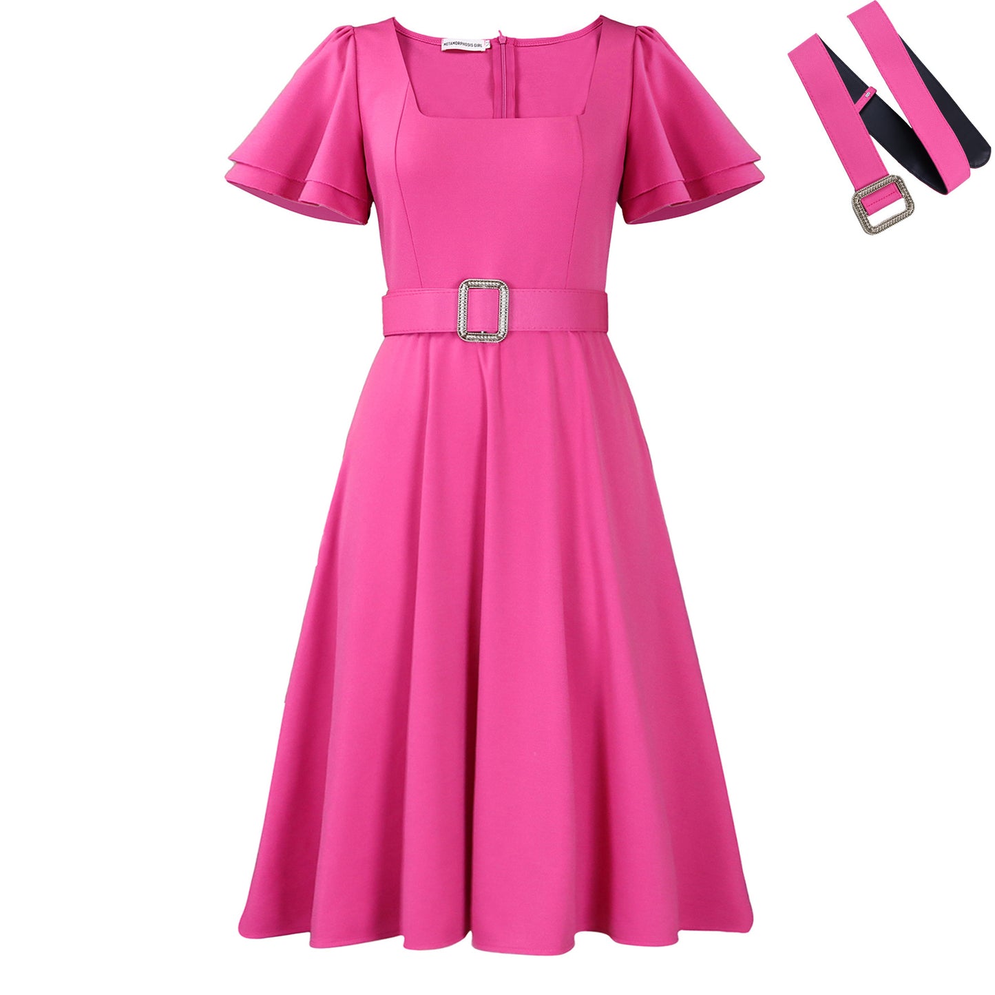 High-waisted Solid-color Elegant European And American-style Dress