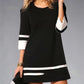 Women's Plaid Stitching Round Neck Slim Fit Dress