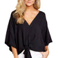 Spring And Summer New V-neck Short-sleeved Printed Loose Top Women's