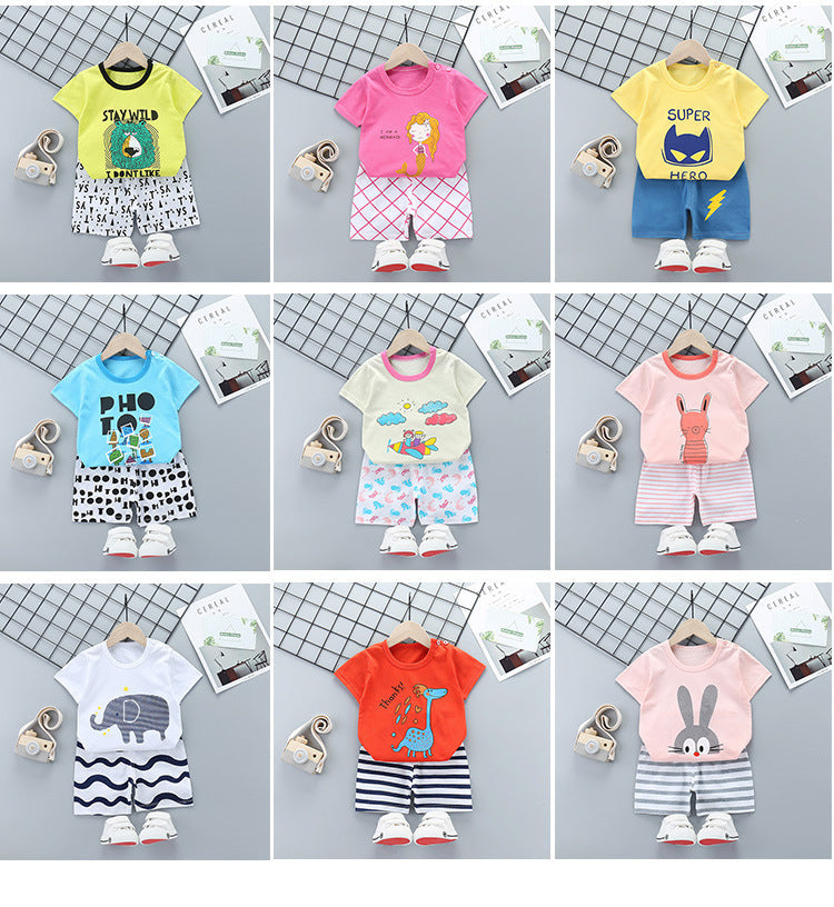 Ensemble d'été à manches courtes pour enfants en pur coton