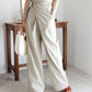 Pantalon décontracté à lacets de couleur pure