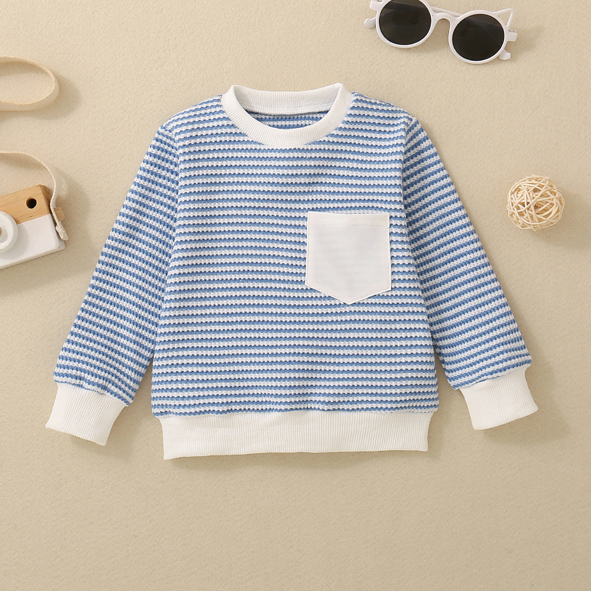 Pull rayé à manches longues et poches pour fille