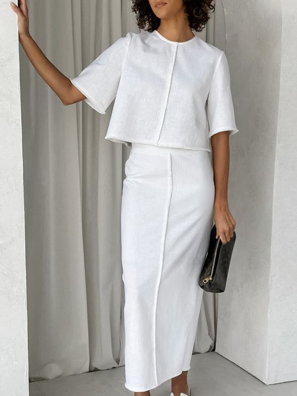 Costume slim en coton et lin pour femme, coupe ajustée et tendance