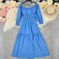Long Sleeve High Waist Off-shoulder Denim Dress
