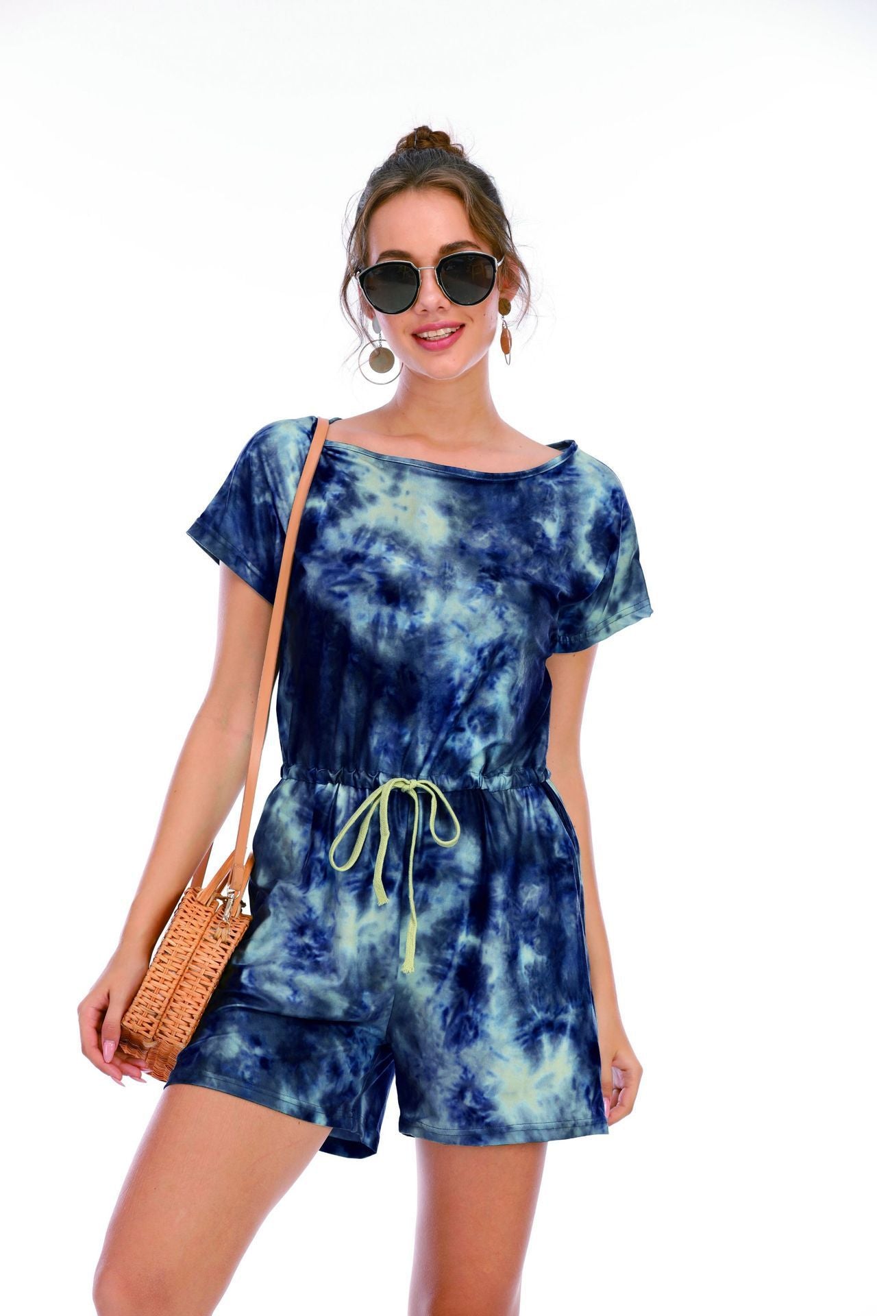 European And American Women's Short Tie-dye Jumpsuit