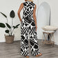Womens Casual Waist-Cinched Sleeveless Printed V-Neck Jumpsuit