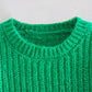 Women's Fashion Round Neck Solid Color Cropped Sweater