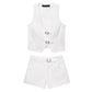 Women's Buckle Decoration Denim Casual Vest Shorts