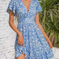 V-neck Waist-tight Large Flower Ruffled Plant Flower Dress