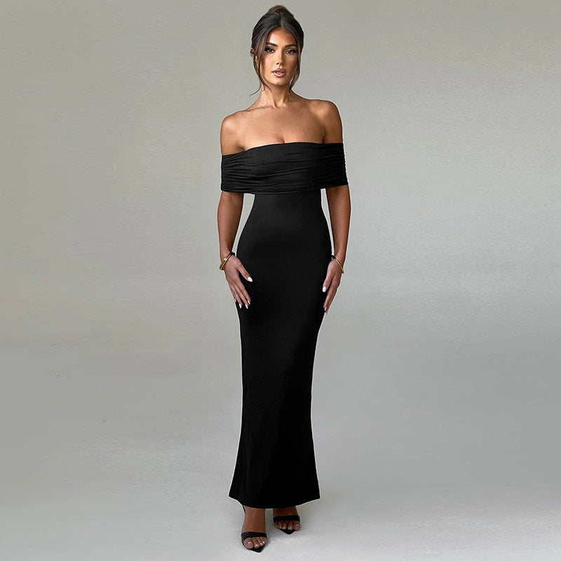 Socialite Style Elegant Backless Off-shoulder Dress Women