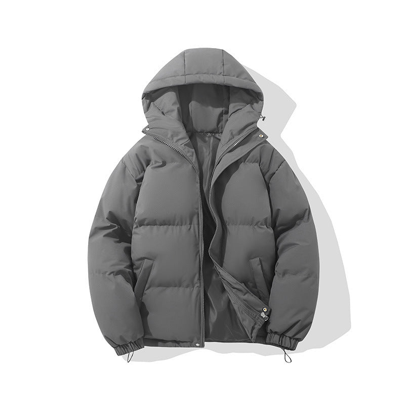 Veste matelassée à capuche de couleur unie avec fermeture éclair