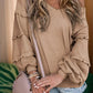 Women's Long-sleeve Shirt Off-shoulder Loose Ruffled Shirt Waffle