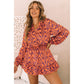 Personalized Design Sense Printed Waist-controlled Jumpsuit Women's Summer New Ruffled