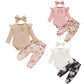 Pit Strip Long Sleeve Bodysuit Print Pants Set
