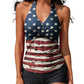 Two-piece Split Strap Drawstring Swimsuit With Boyshorts