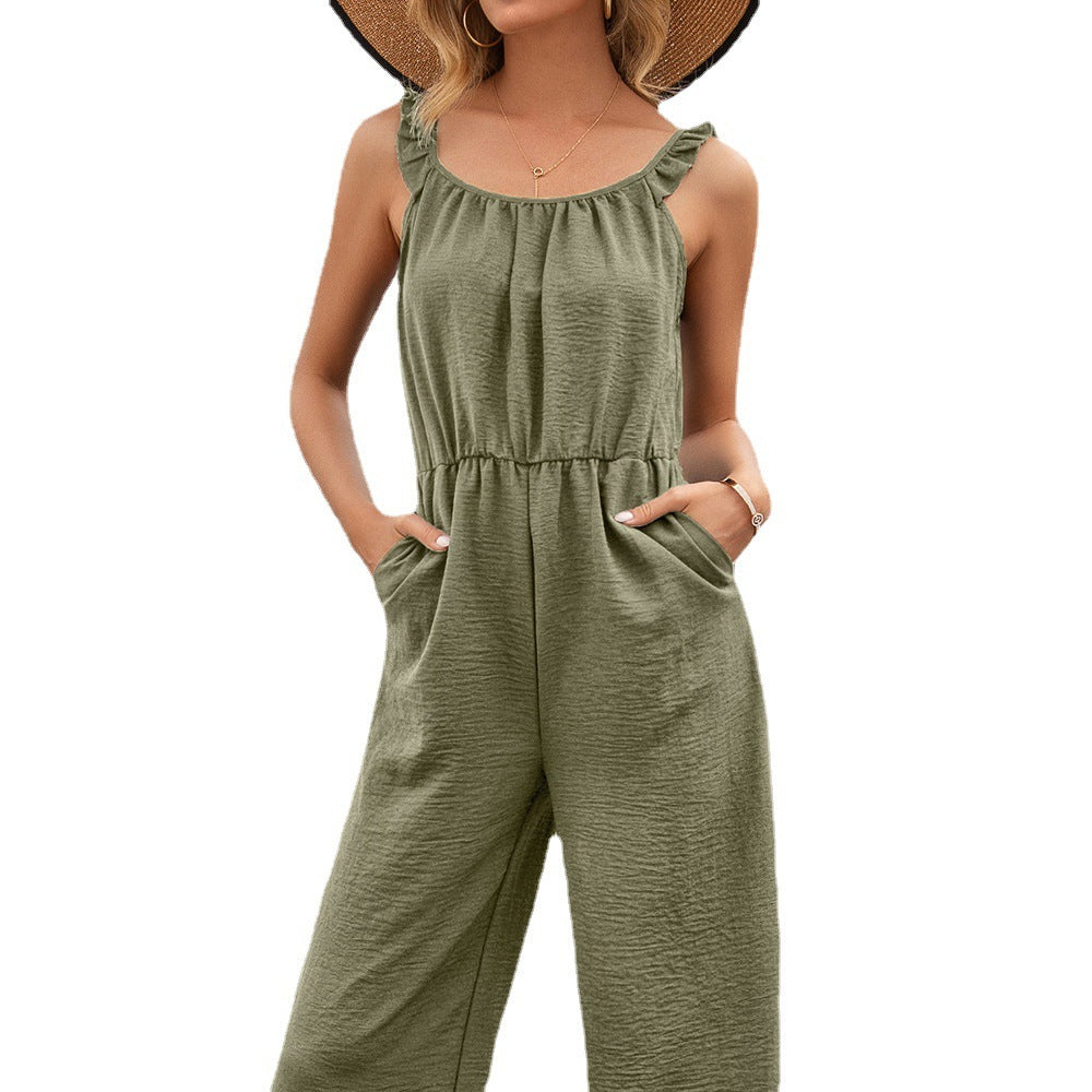 Combinaison slim décontractée à taille étroite pour femme