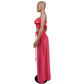 Summer Autumn Solid-Color Womens Casual Tube Top And High-Waist Drawstring Wide-Leg Pants