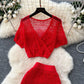 Knitted Top High Waist Sheath Skirt