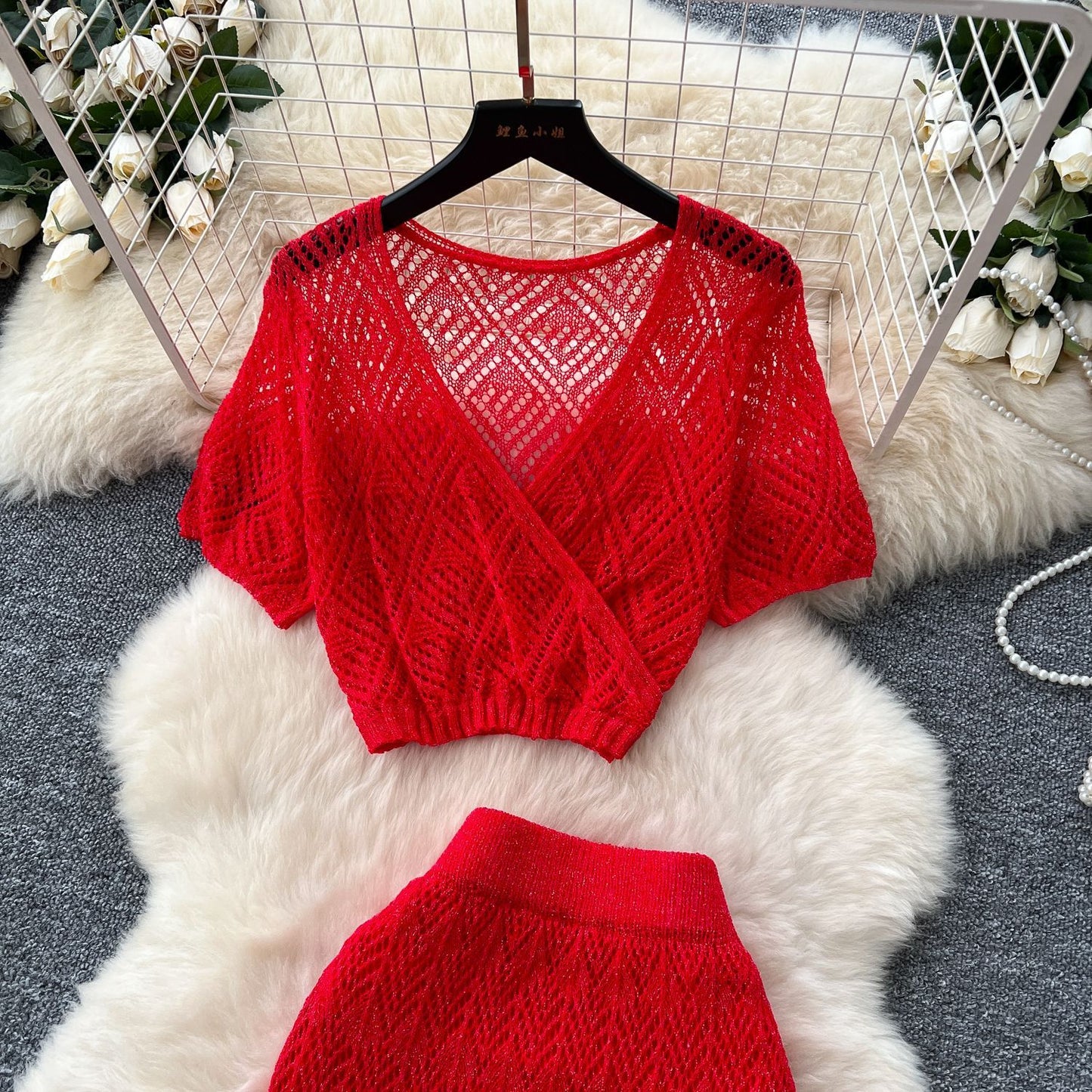 Knitted Top High Waist Sheath Skirt