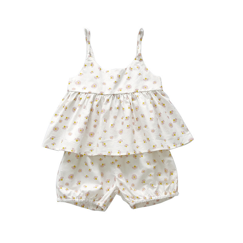 Ensemble jupe et short pour fille, vêtements d'été pour enfants, petits hauts sans manches