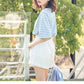 Calyx elastic waist denim shorts female summer high waist was thin student wide leg pants