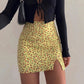 Jupe trapèze skinny à fleurs fendues