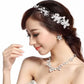 Korean bride pearl Clover Necklace Earrings Set Wedding jewelry accessories factory