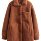 Veste à manches longues en peluche de couleur unie, style hipster de rue