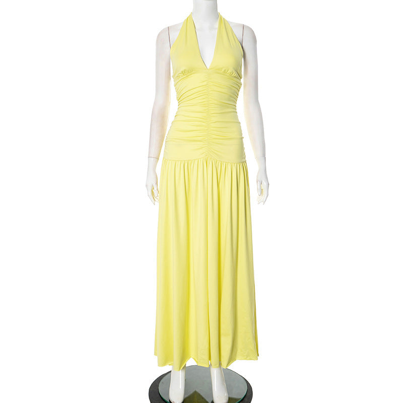 Elegant Halter Long Dress Slit Dress