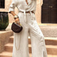 Lady Temperament Lapel Cardigan Split Button Solid Color Suit