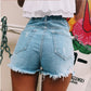 Short en jean déchiré classique et rétro pour femme