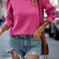 Twist Pattern Sweatshirt Round Neck Bubble Long Sleeve Top