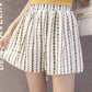 Chiffon large size wide leg pants half length loose printed shorts