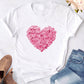 T-shirt décontracté et humoristique pour femme avec imprimé fleur en forme de cœur rose