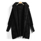 Reversible fleece hooded threaded cuff coat