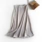 Summer Women Golden Satin Skirt Long Shiny Silk