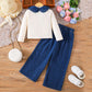 Slim-fit Denim Pants Three-piece Set