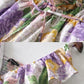 Dream Purple Print suspender Jumpsuit with ruffles
