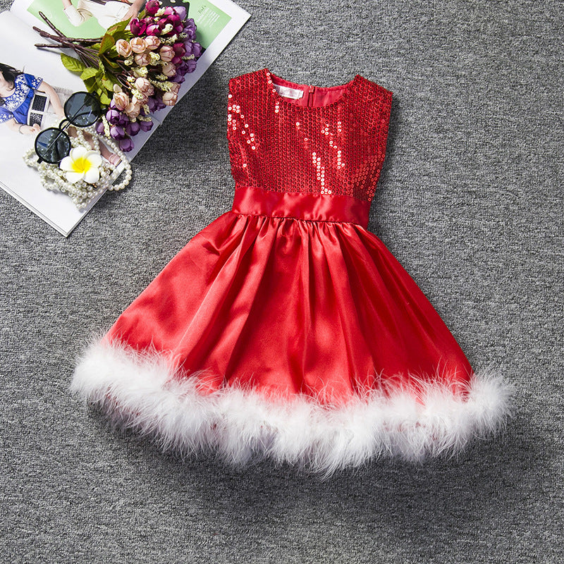 Robe de Noël en polaire blanche avec nœud