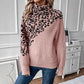 Turtleneck Leopard Print Long Sleeve Loose Fashion Casual Sweater