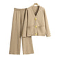 Casual Fashion Metal Buckle Knitted Cardigan Suit